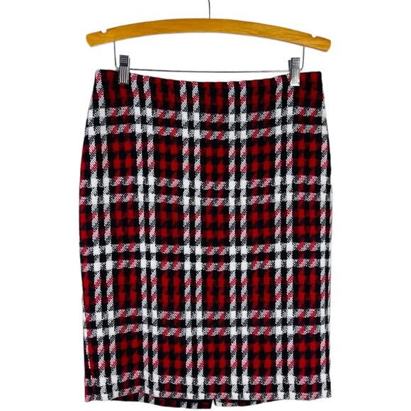 Talbots Dresses & Skirts - Talbots red black plaid tweed wool preppy academia office holiday skirt 8